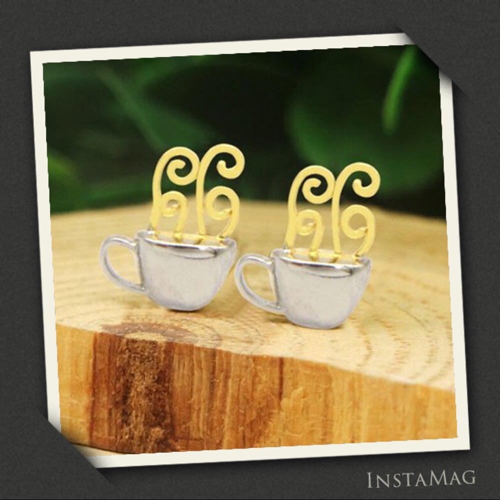 14KT GOLD-PLATED STERLING SILVER Coffee Cup Studs